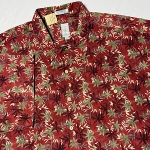 New Vintage Burma‎ Bibas Hawaiian Shirt Men's Size XXL Abstract Floral Print Red